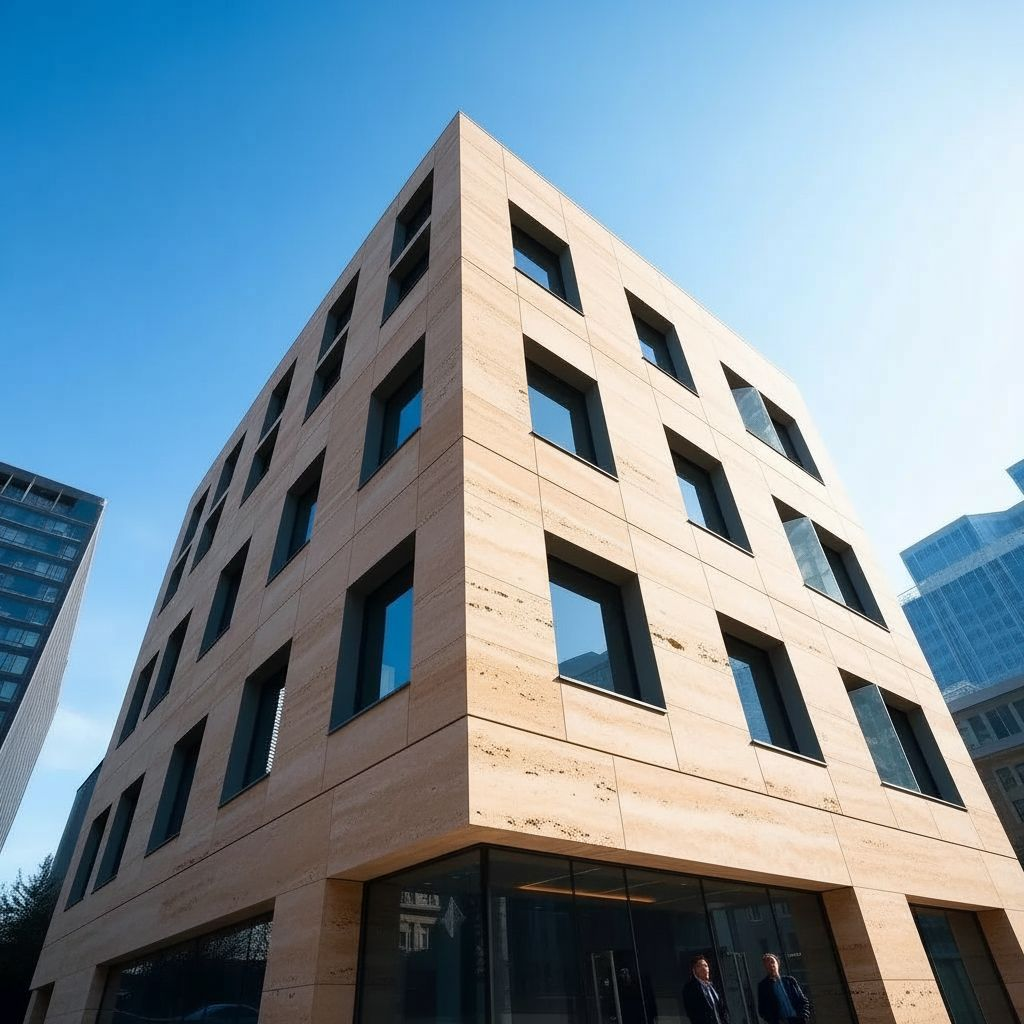 Вентилируемый фасад REVENTAL на деловом центре, вид узла и облицовки