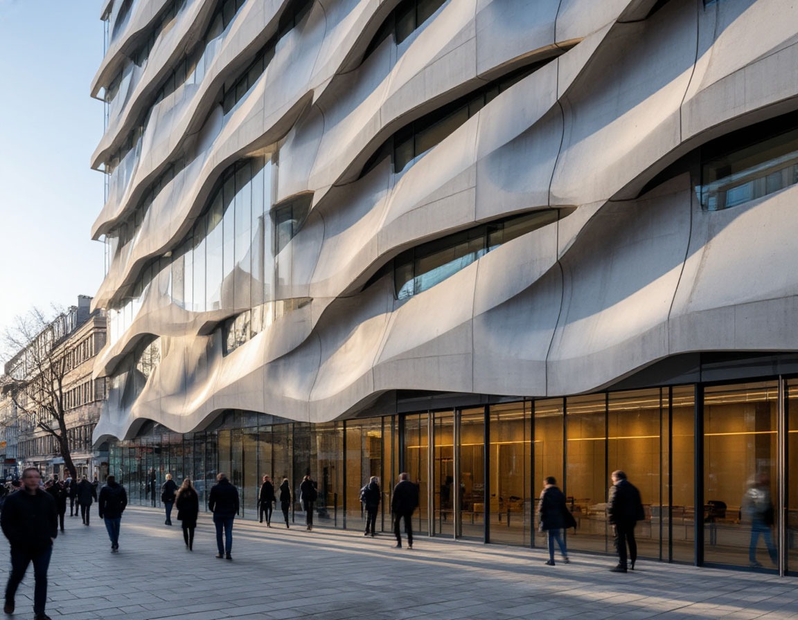 Стеклофибробетонные панели сложной формы на вентилируемом фасаде