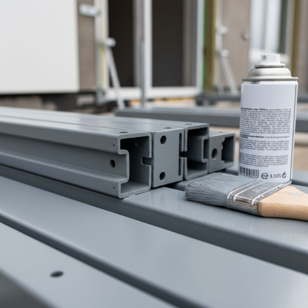 Металлические профили подсистемы с антикоррозионным покрытием крупным планом